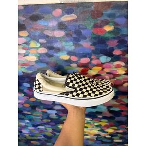 Vans Classic Slip-On Checkerboard Black Off White Mens Sneakers Size 12
